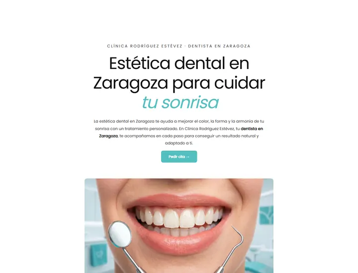 Página de estética dental de rodriguezestevez.es.